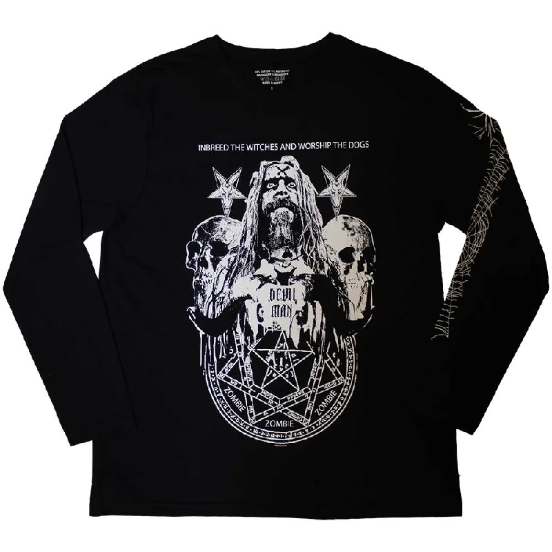 Rob Zombie| Official Band Long Sleeve T-Shirt | Devil Man (Sleeve Print) Real Fur Shearling Chenille