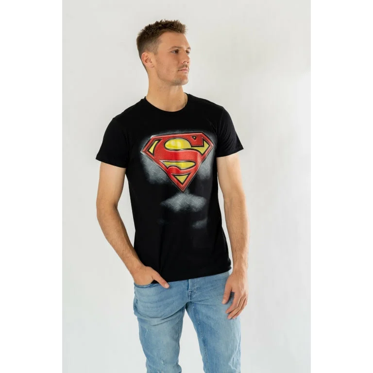 Superman Black Ripped T-Shirt DC Adult Satin Blend Silk Blend Wool Blend