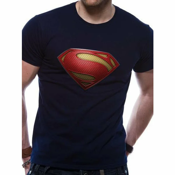 Superman Textured Logo Unisex T-Shirt DC Adult Terry Blend Velvet Blend Canvas Blend