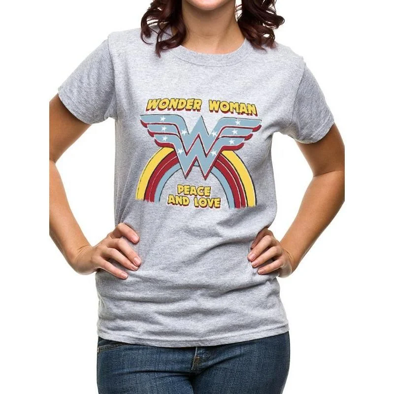 Wonder Woman Rainbow Vintage Unisex T-Shirt Peace WW84 Adult Front Pockets Side Pockets Patch Pockets