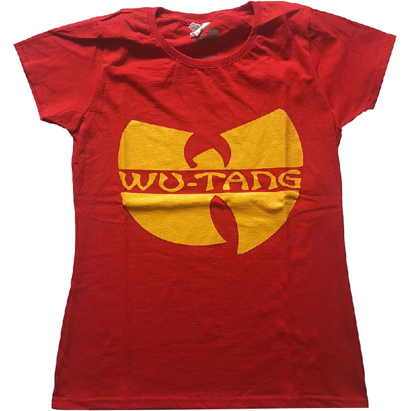 Wu-Tang Clan Ladies T-Shirt: Logo Denim Fabric Leather Fabric Suede Fabric