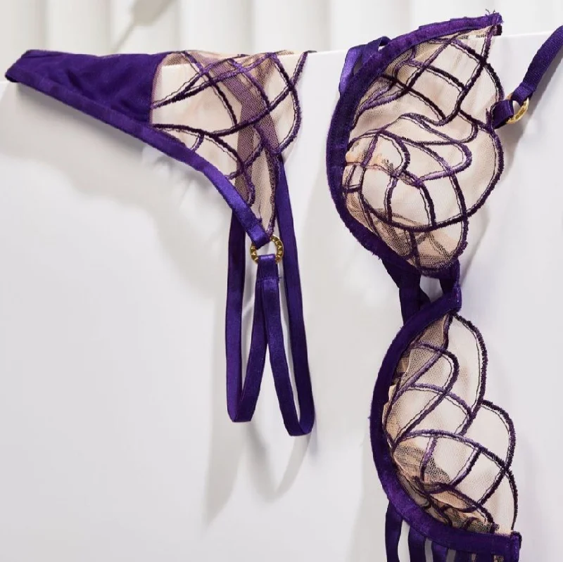 Bluebella Beatrix Wired Bra in Acai Purple 42404bl Sexy Lace Bralette