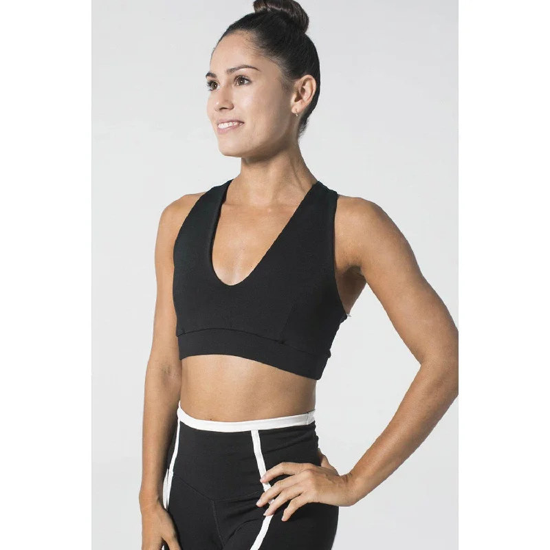 Center Fold Black Sports Bra Comfortable Bralette Style