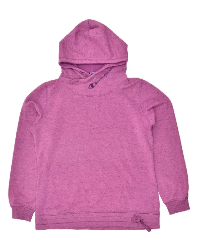 CHAMPION Womens Authentic Graphic Hoodie Jumper UK 18 XL Pink Flecked Hoodie with Elastic Cuffs Stretchable Comfortable