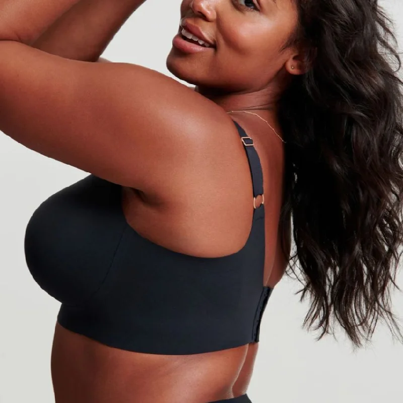 Evelyn & Bobbie Beyond Bra in Limited Black with Rose Gold Seamless Sports Bra