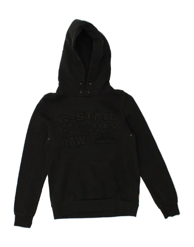 G-STAR Womens Graphic Hoodie Jumper UK 10 Small Black Cotton Hoodie with Relaxed Fit Easy Casual