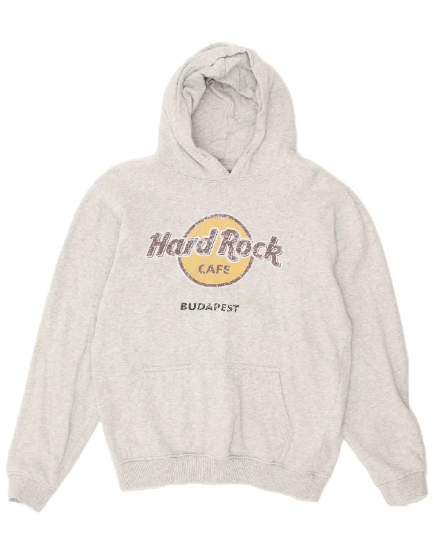 HARD ROCK CAFE Womens Budapest Graphic Hoodie Jumper UK 14 Medium Grey Hoodie with Magnetic Closure Innovative Modern