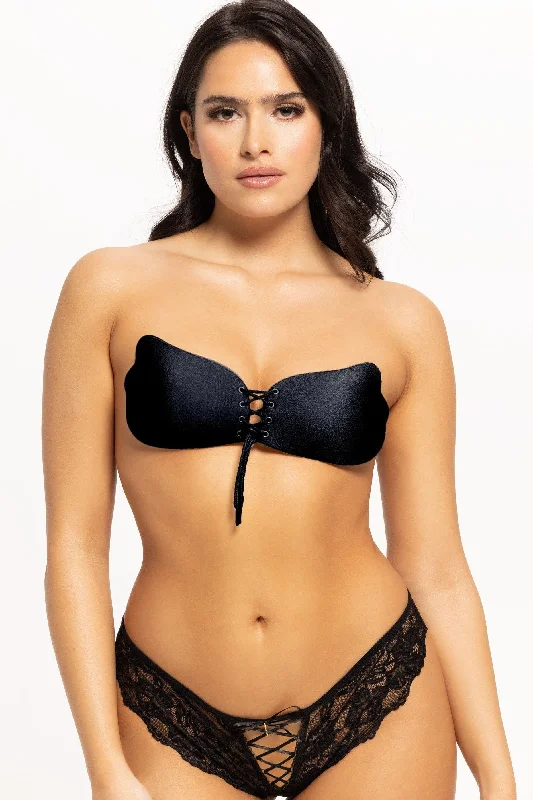 Tie Up Adhesive Bra Push-Up Bralette Set