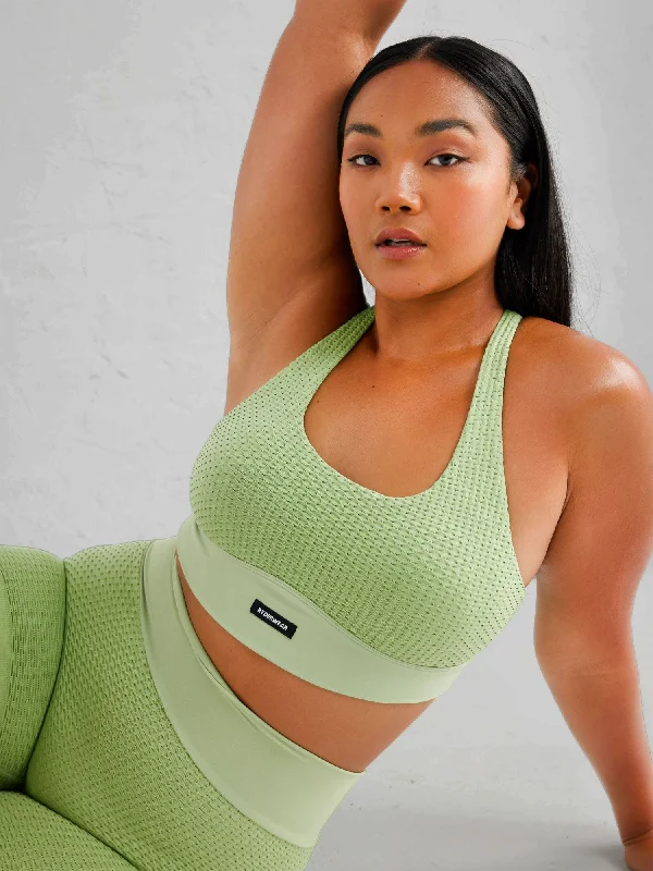 Honeycomb Seamless Sports Bra - Sage Breathable Sports Bra