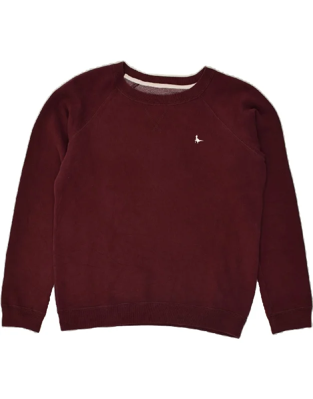 JACK WILLS Womens Sweatshirt Jumper UK 8 Small Burgundy Cotton Hoodie with Contrast Stitching Detailed Premium