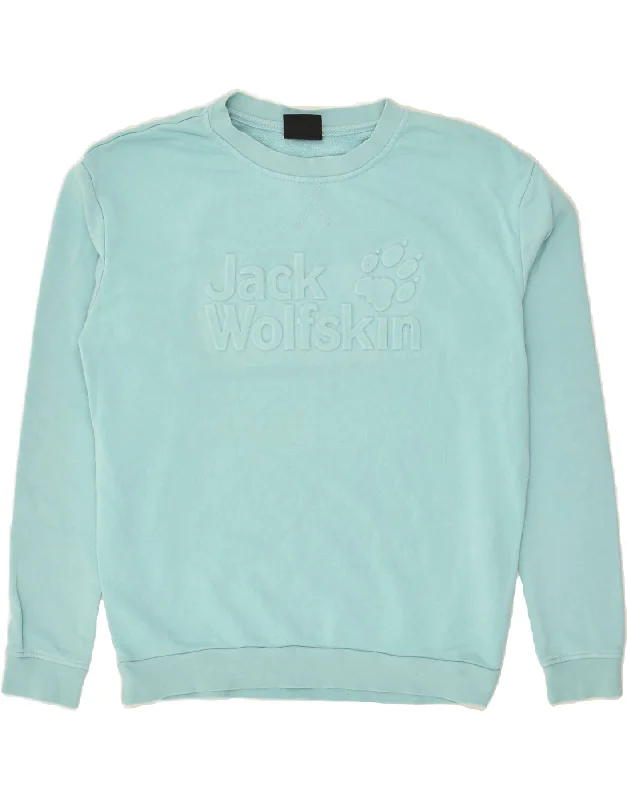 JACK WOLFSKIN Womens Oversized Sweatshirt Jumper UK 8/10 Small  Turquoise Hoodie with Full-Zip Functional Layering