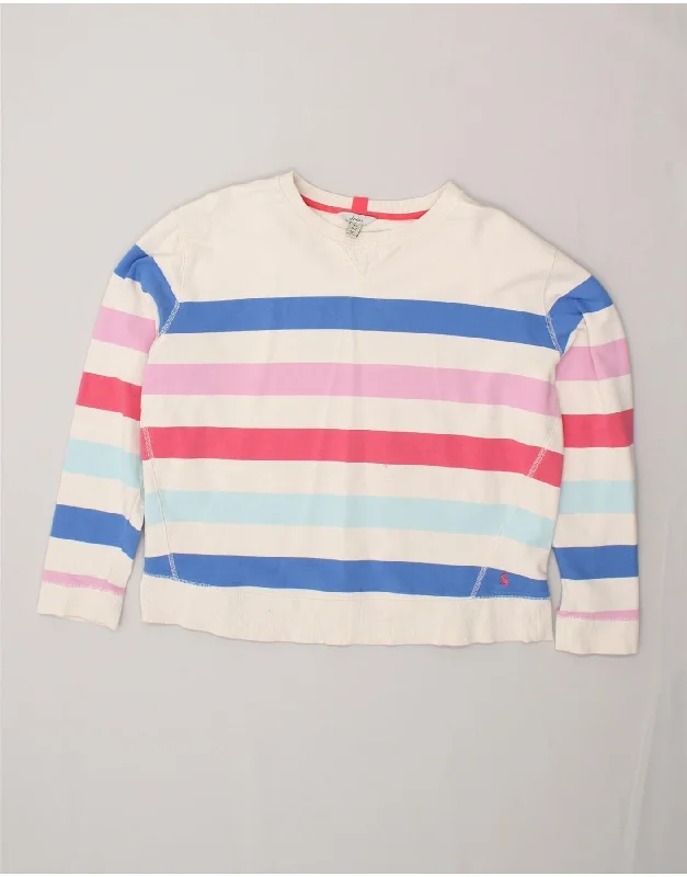 JOULES Womens Sweatshirt Jumper UK 16 Large  Multicoloured Striped Cotton Hoodie with Exposed Zipper Edgy Industrial