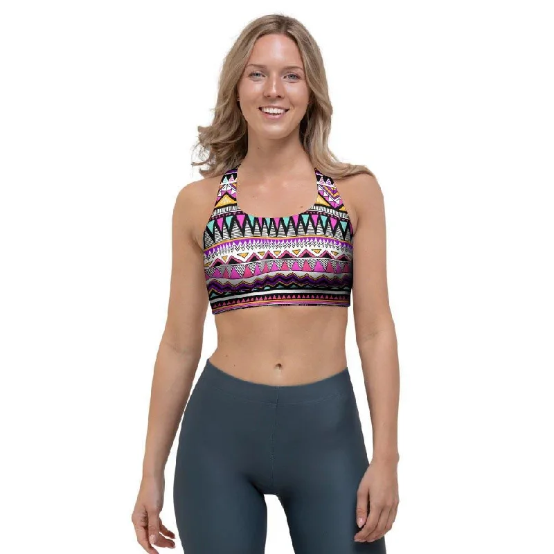 Native Aztec Sports Bra Push-Up Bra Set