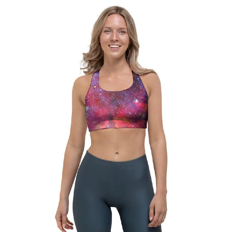 Nebula Red Galaxy Space Sports Bra Casual Bralette Set