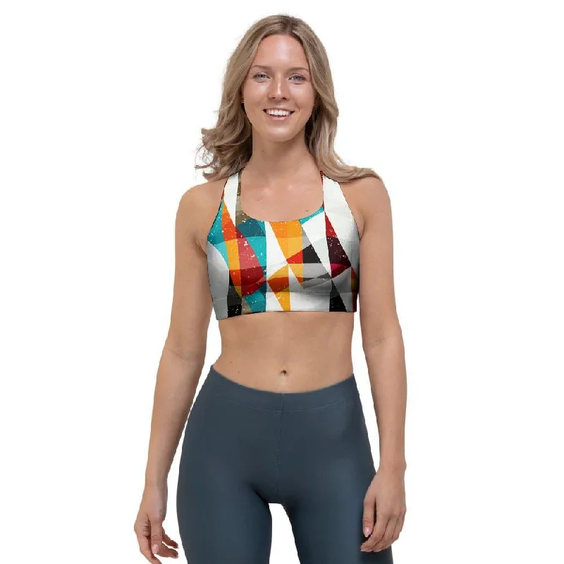 Neon Geometric Sports Bra Cozy Sleep Bra