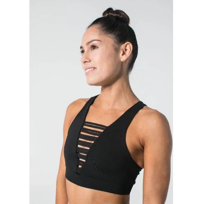 No Strings Attached Black Sports Bra Breathable Wireless Bra