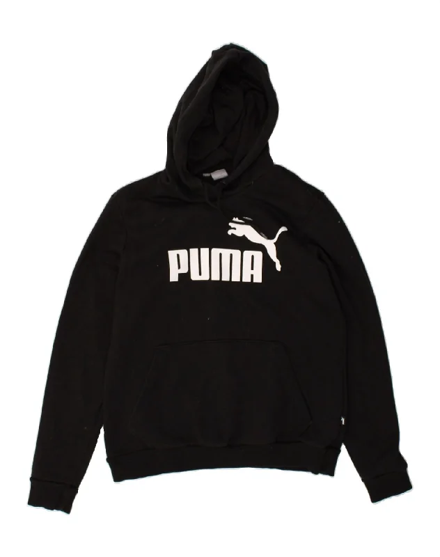 PUMA Womens Graphic Hoodie Jumper UK 16 Large  Black Hoodie Jacket Zipper Layering