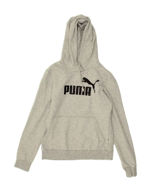 PUMA Womens Graphic Hoodie Jumper UK 8 Small Grey Cotton Hoodie with Slim Fit Tailored Modern