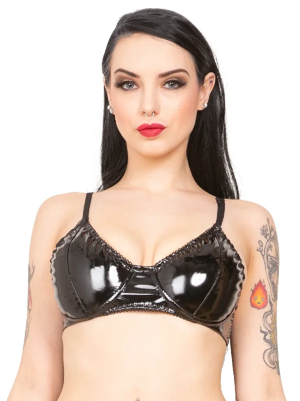 PVC Seductress Bra in Black Casual Bralette Set