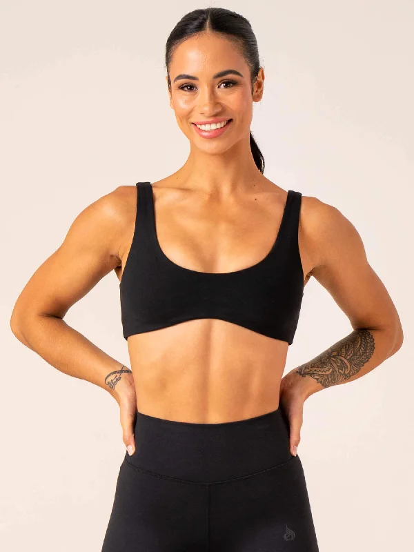 Unstoppable Lounge Bra - Black Seamless Sports Bra