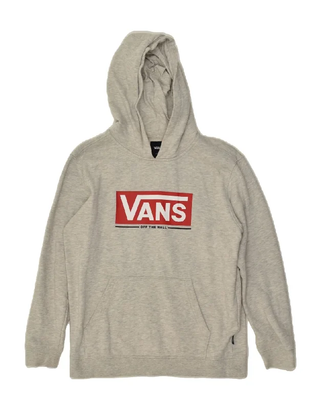 VANS Womens Graphic Hoodie Jumper UK 16 Large Grey Hoodie with Print Artistic Unique