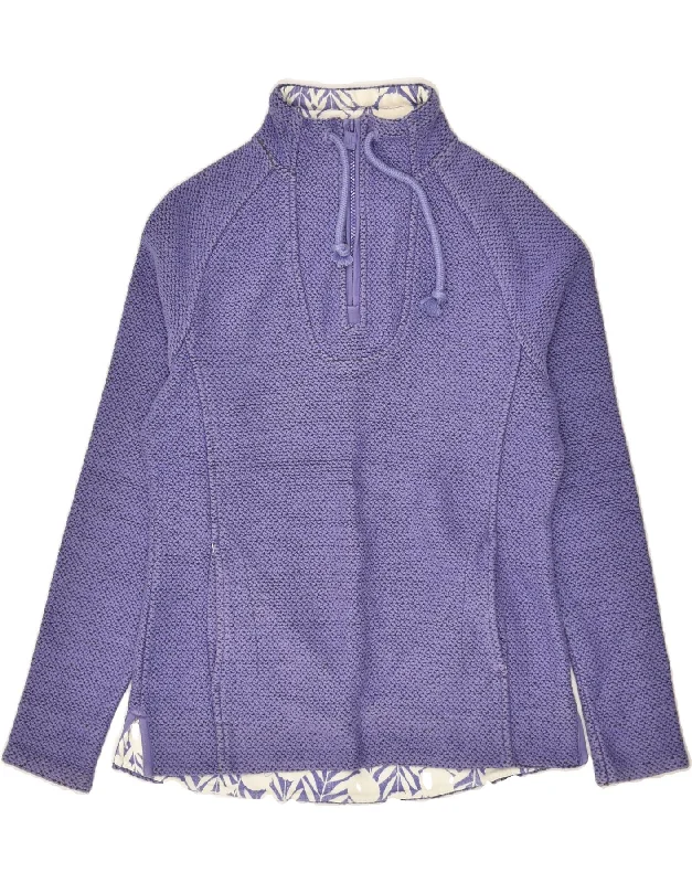 WEIRD FISH Womens Zip Neck Sweatshirt Jumper UK 10 Small Purple Cotton Hoodie with High Neck Warm Protective