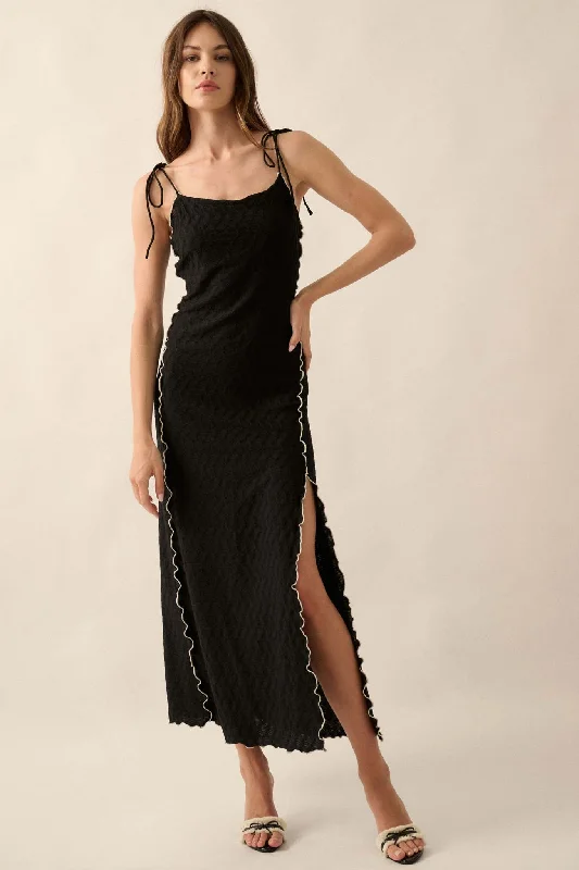 Beautiful Feeling Textured Knit Cami Maxi Dress Comfortable Bohemian Maxi Dress