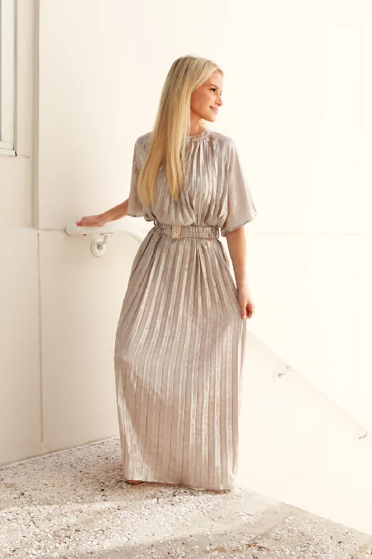 Eloise Silver Maxi Dress Fashionable Asymmetrical Maxi Dress