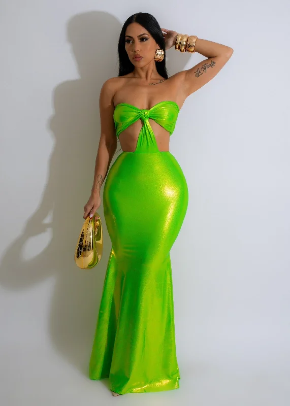 Electric Paradise Mermaid Maxi Dress Green Fashionable Layered Maxi Dress