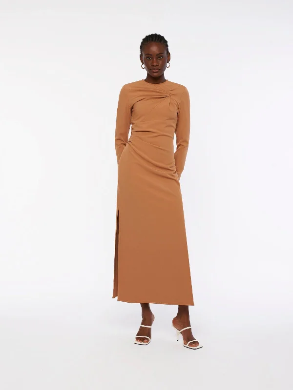 ESCAPADE maxi dress - caramel Stylish Pleated A-Line Maxi Dress