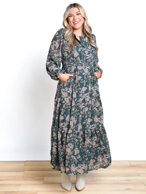 Floral Affair Printed Maxi Dress Elegant Maxi Dress with Ruffles