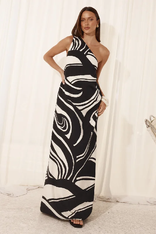 KATIKA MAXI DRESS - PANTINA BLACK Elegant Tiered Maxi Dress