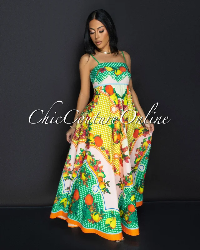 Liora Yellow Multi Tropical Maxi Dress Classic Strapless Maxi Dress