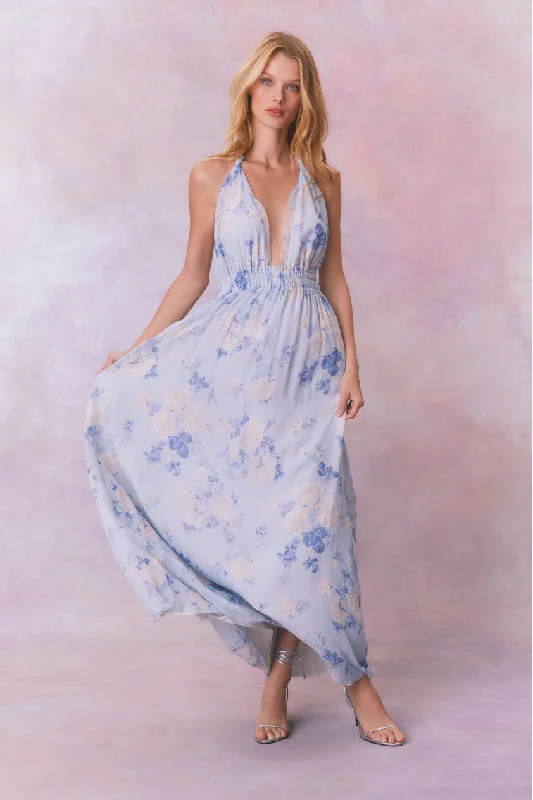 Love Fragrance Halter Maxi Dress-WHISPER BLUE Cozy Wrap Maxi Dress