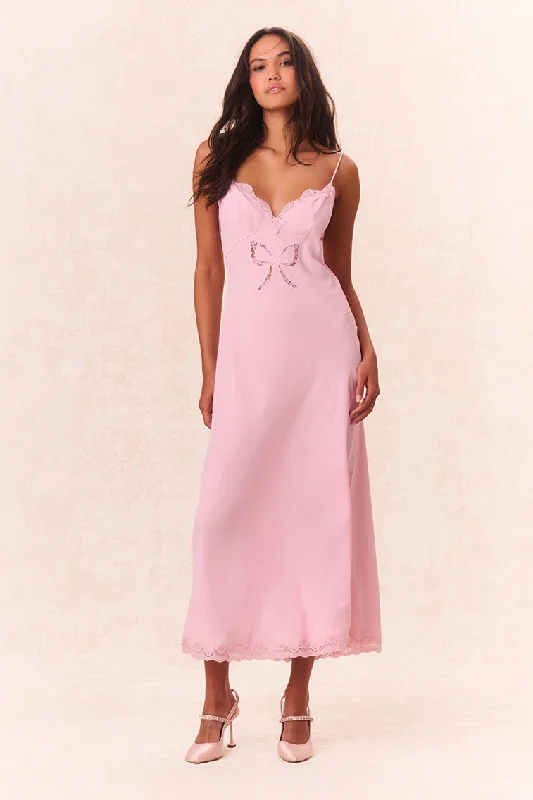 Manuela Bow Slip Maxi Dress Elegant Wraparound Maxi Dress