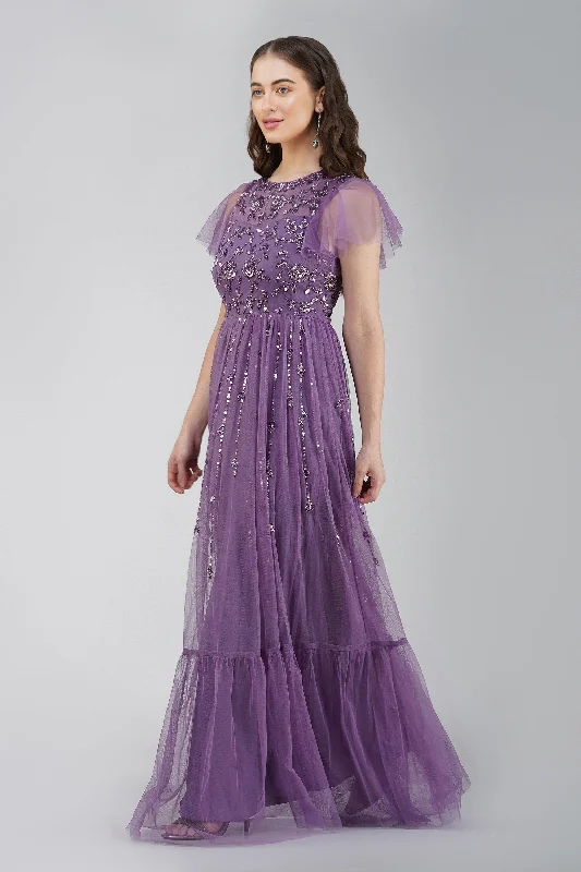 Marly Purple Embellished Maxi Dress Chic Summer Maxi Dress