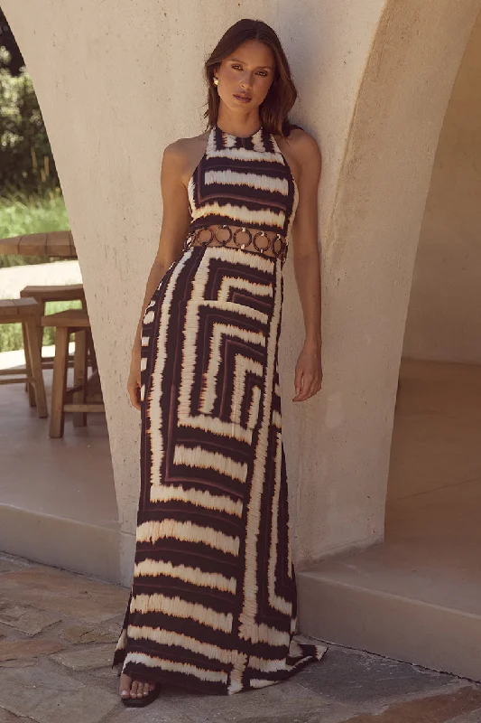 NORIA MAXI DRESS - NORIA PRINT Trendy Maxi Dress with Lace