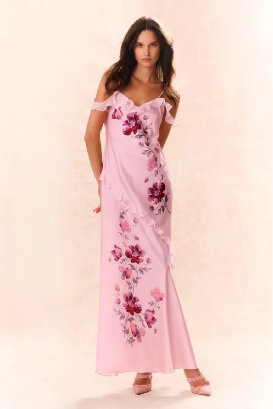 Parisa Silk Floral Maxi Dress Fashionable Chiffon Tiered Maxi Dress