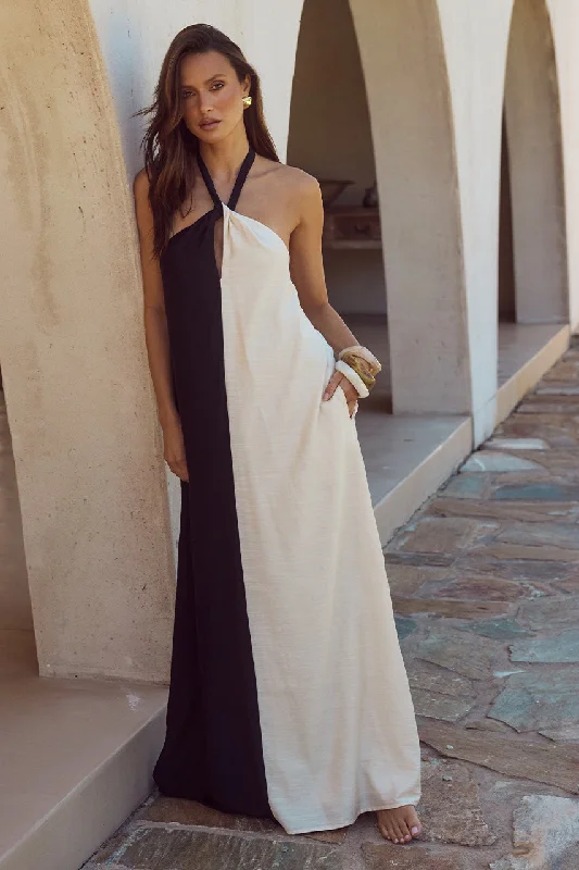 RIVIERA MAXI DRESS - BLACK/SAND Stylish Boho Chic Maxi Dress