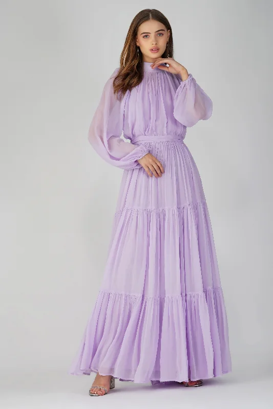 Rosetta Maxi Dress in Lilac Trendy Ruffled Maxi Dress