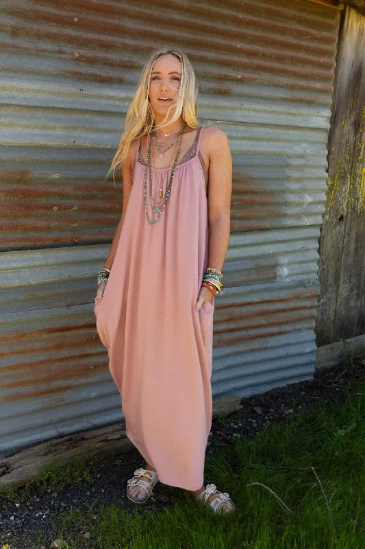 Simple Serene Maxi Dress - Dusty Pink Trendy Floral Print Maxi Dress