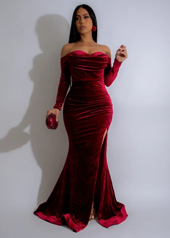 Velvet Rose Maxi Dress Red Elegant Tiered Maxi Dress