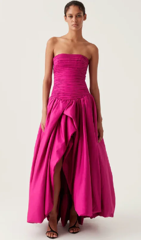 Violette Bubble Hem Maxi Dress (Magenta) Elegant Lace Maxi Dress