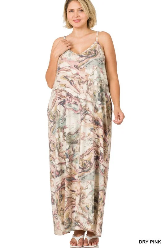 ZE231 - CURVY PRINT MAXI DRESS Fashionable Faux Wrap Maxi Dress