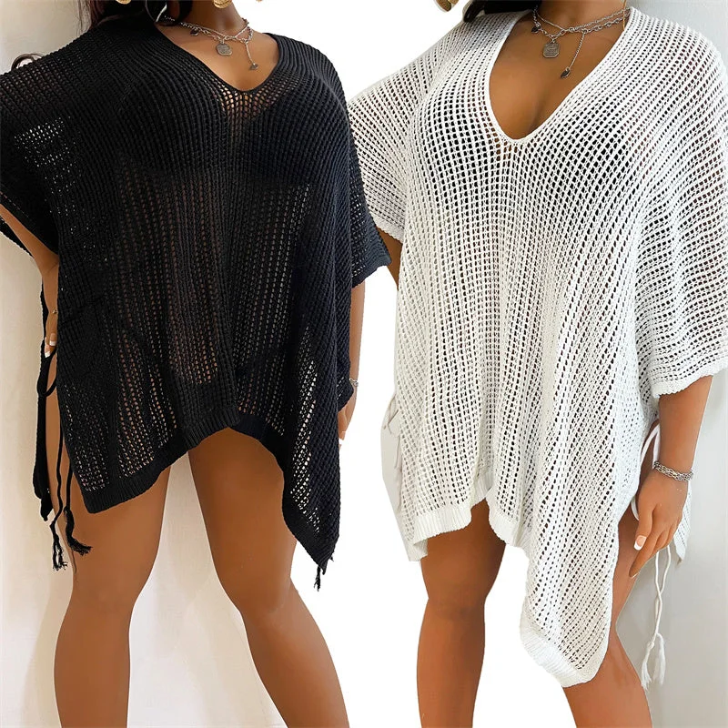 2023 Fishnet Sun Dress Swimsuit Cover-ups Plus size Mesh Cover up Beach Mujer Pareo Beachwear Sarong Bathing suit Black Outfits High-Waisted Swimwear