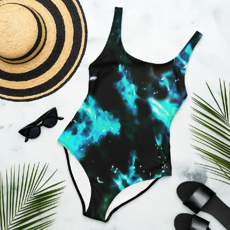 Teal Cenote One-piece Swimsuit Swimsuit with Skirt