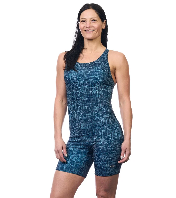 EQ Swimwear Women's Plaid Spectrum Unitard Blue Summer Ready Swimsuit