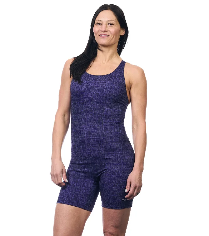 EQ Swimwear Women's Plaid Spectrum Unitard Purple Full Coverage Swimsuit