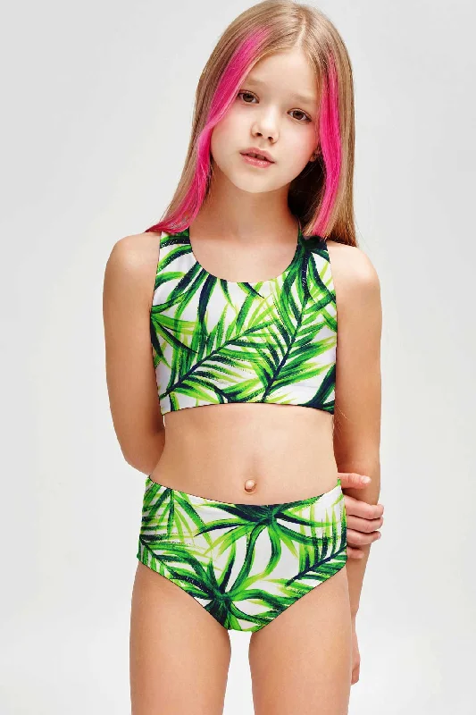 Island Life Claire Green Two-Piece Swimsuit Sporty Swim Set - Girls Luxury Swimsuit Style