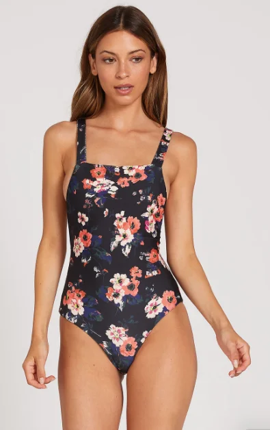 LEAF IT BE ONE-PIECE SWIMSUIT - BLACK Comfortable Tankini Set